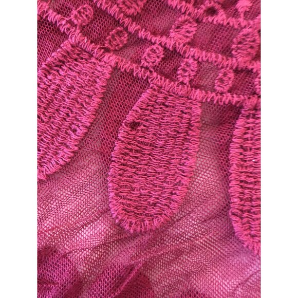 Francescas Lace Duster Kimono Cover-Up Womens OS Burgundy Boho Sheer Hippie Mesh - Picture 6 of 9